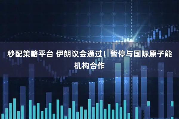 秒配策略平台 伊朗议会通过！暂停与国际原子能机构合作
